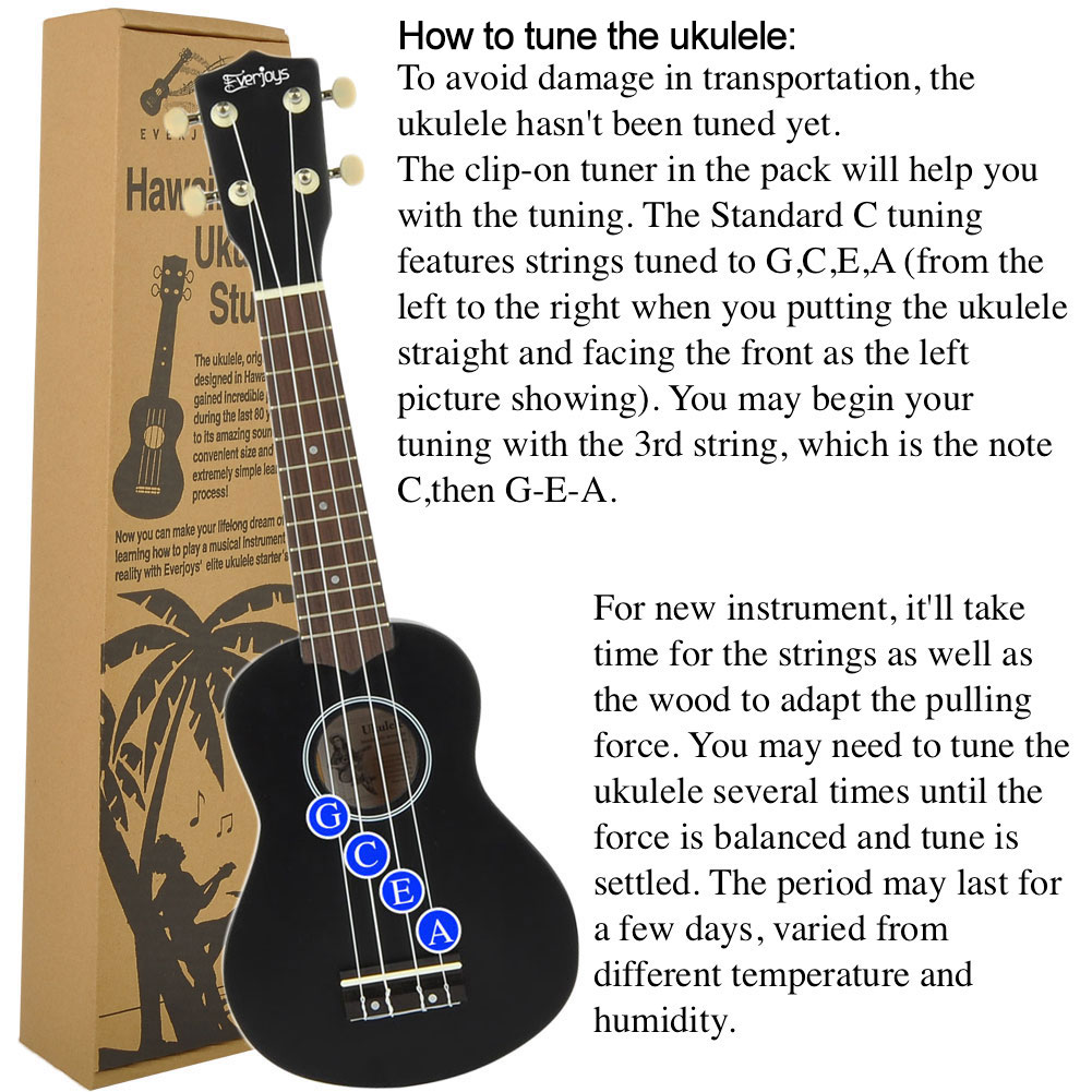 Soprano Ukulele Beginner Pack-21 Inch w/ Gig Bag Songbook Digital Tuner