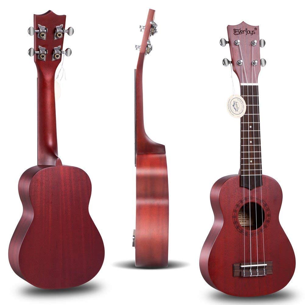 Mahogany Soprano Ukulele Kit - Professional 21 inch w/Case Strap Tuner Aquila Strings EVUKP01