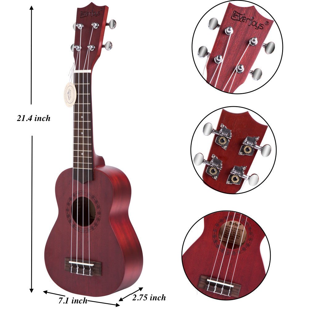 Mahogany Soprano Ukulele Kit - Professional 21 inch w/Case Strap Tuner Aquila Strings EVUKP01