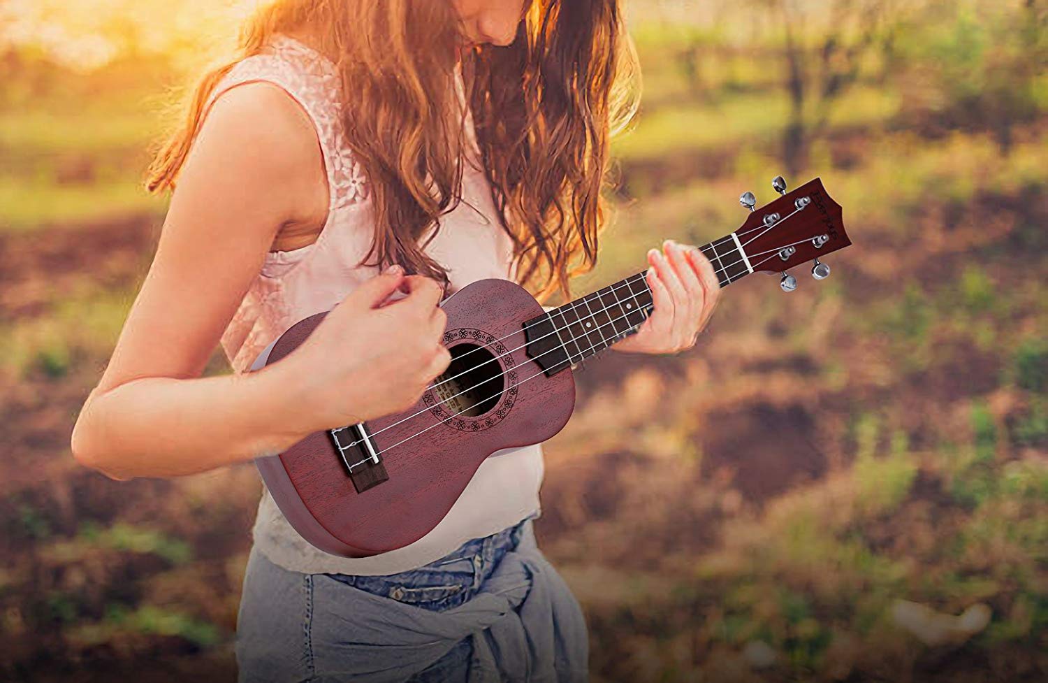Mahogany Soprano Ukulele Kit - Professional 21 inch w/Case Strap Tuner Aquila Strings EVUKP01
